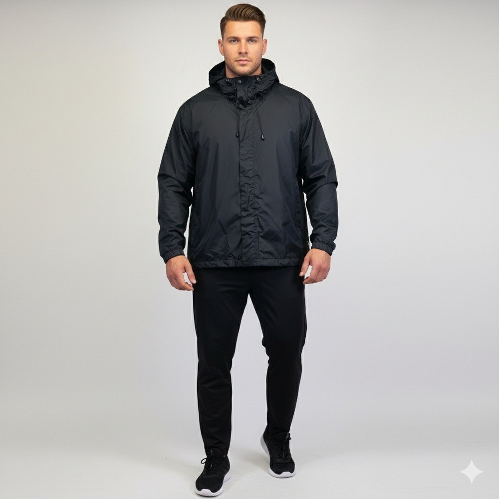 Pulse Windbreaker Jacket Mens 3XL Black Lightweight Rain Outdoor Packable Travel